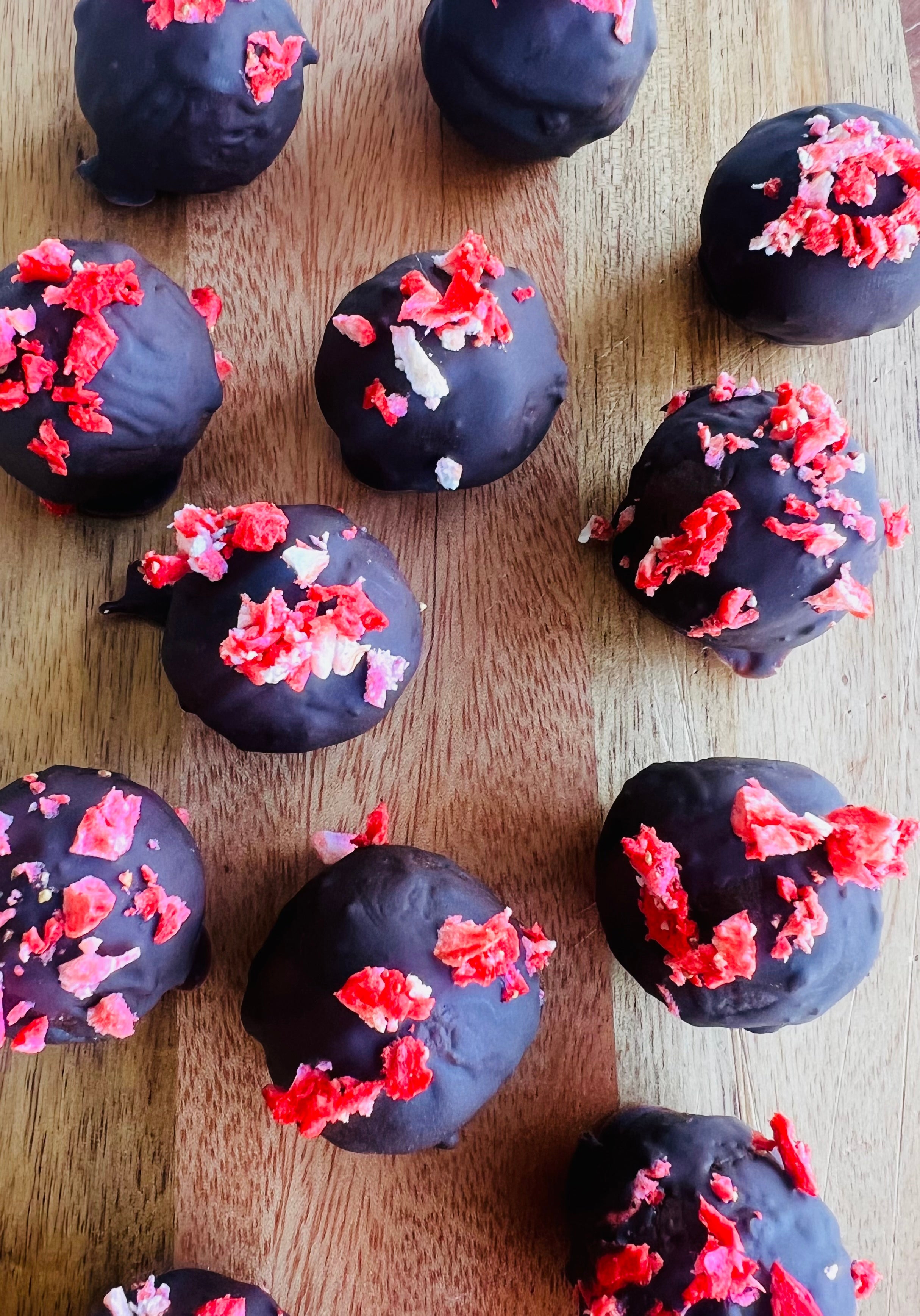 Dark Chocolate and Freeze Dried Strawberry Uplift Truffles